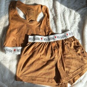 Brown sleep set never been worn size small